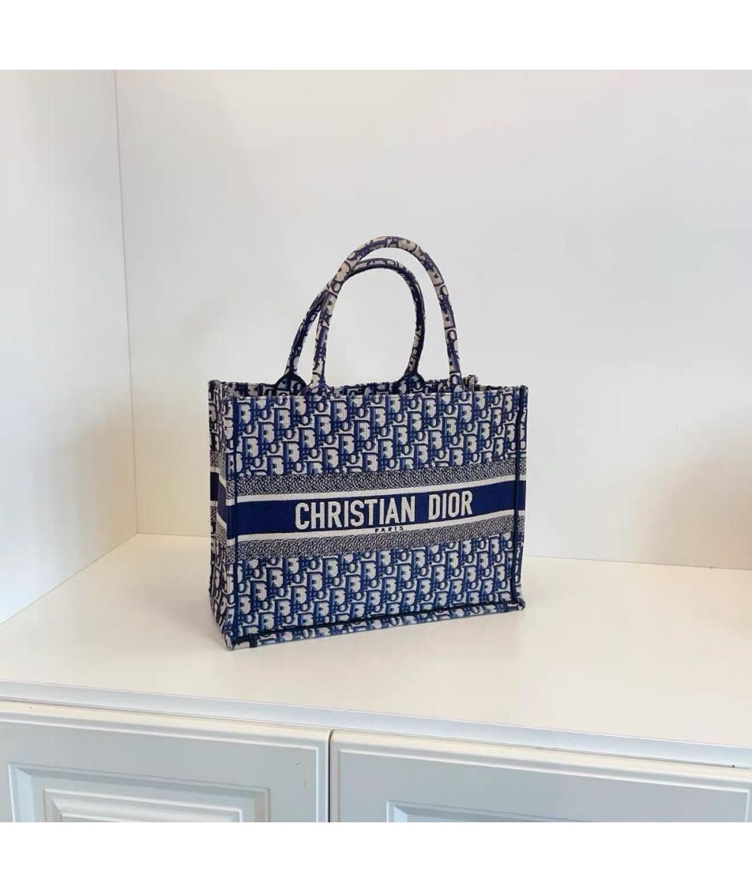 CHRISTIAN DIOR Синяя тканевая сумка тоут, фото 9