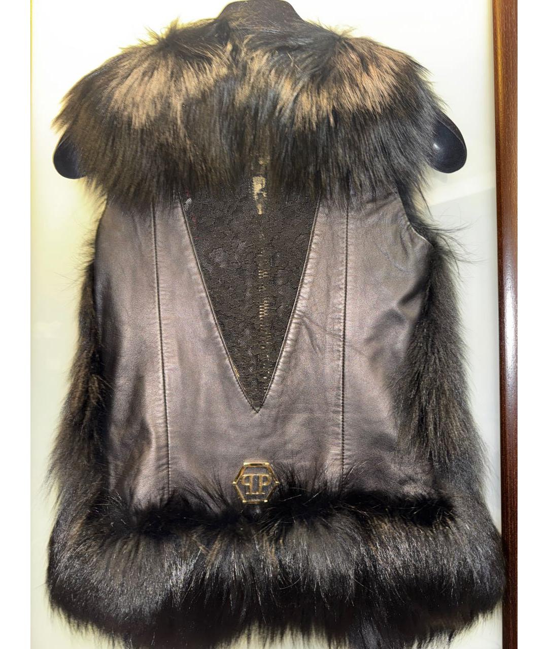 PHILIPP PLEIN Черный кожаный жилет, фото 2