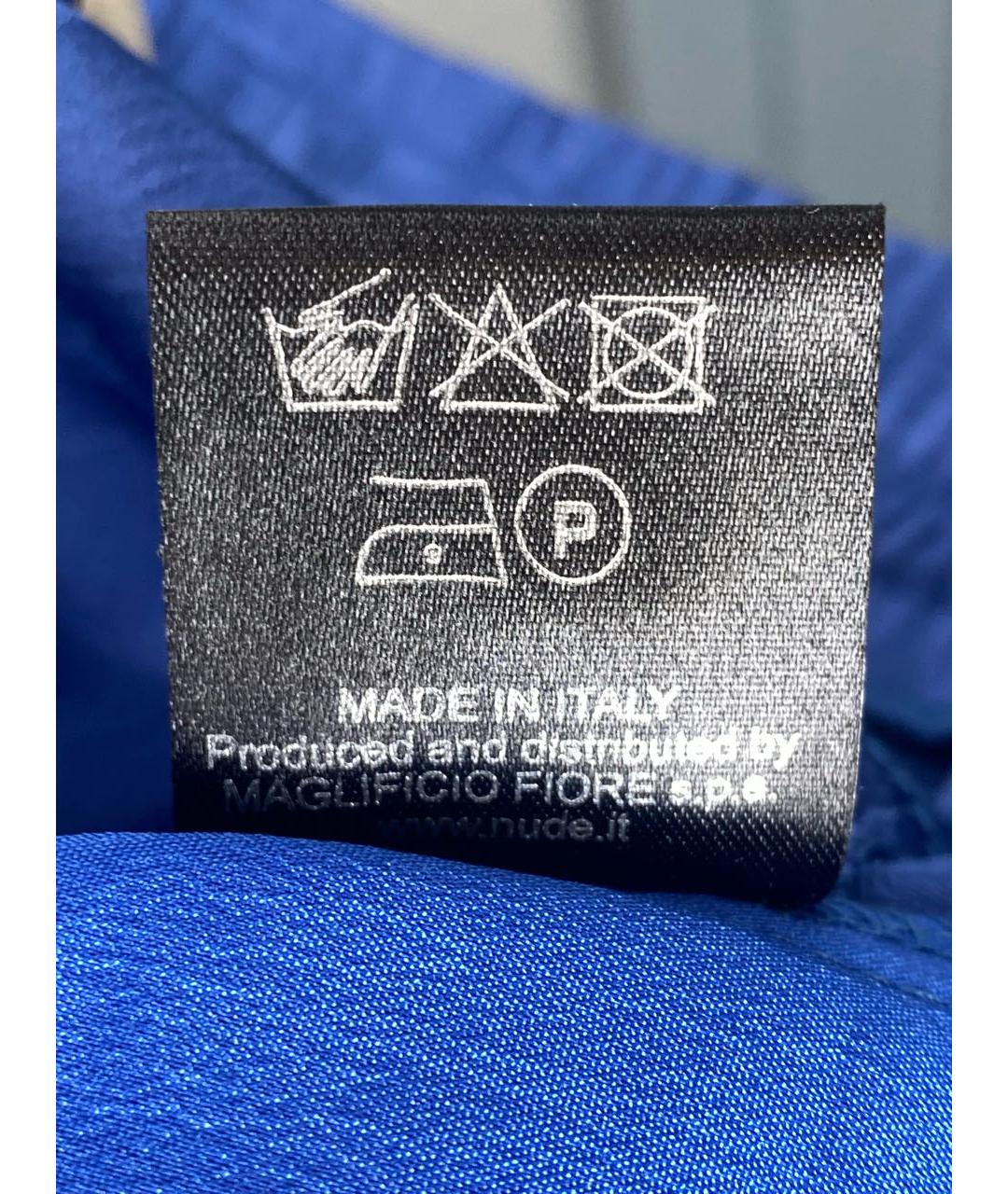 NUDE Синие ацетатные прямые брюки, фото 7