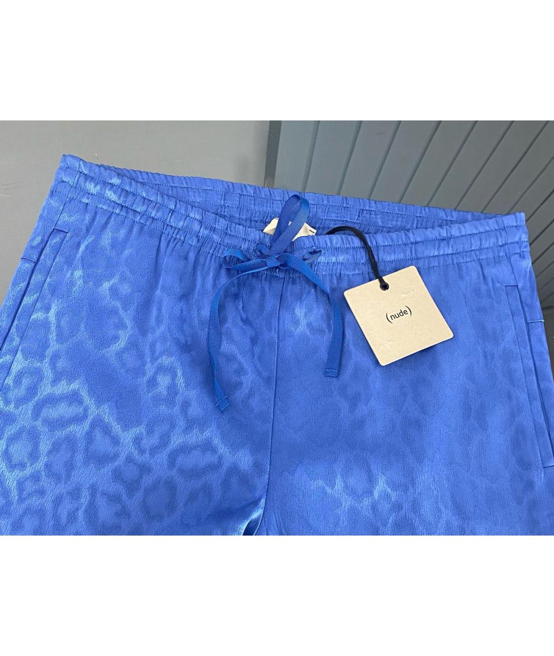 NUDE Синие ацетатные прямые брюки, фото 8