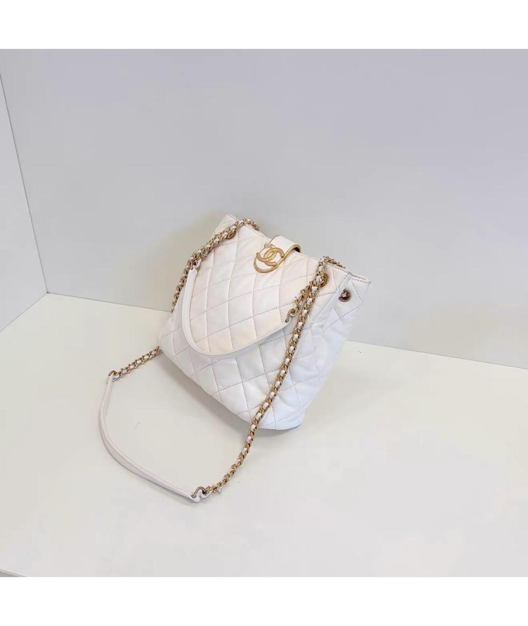 CHANEL Белая кожаная сумка через плечо, фото 3