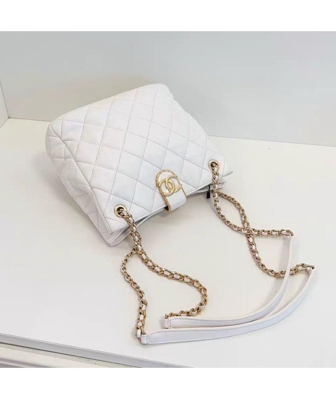 CHANEL Белая кожаная сумка через плечо, фото 5