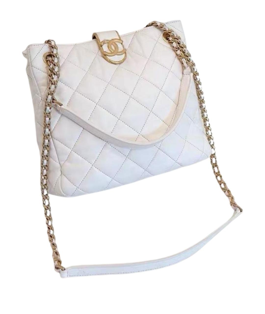 CHANEL Белая кожаная сумка через плечо, фото 1