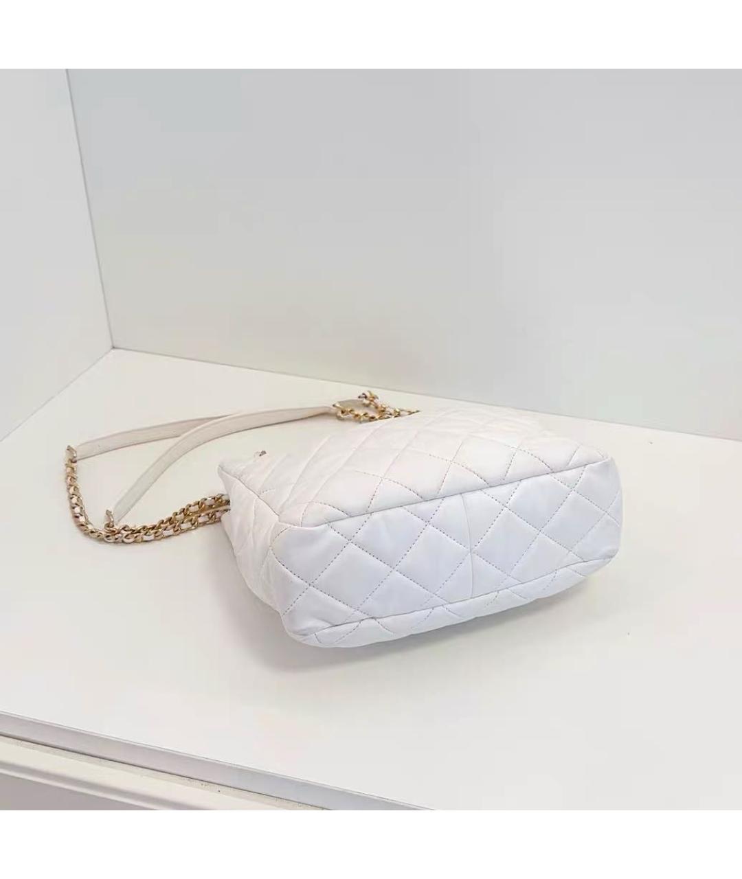 CHANEL Белая кожаная сумка через плечо, фото 6