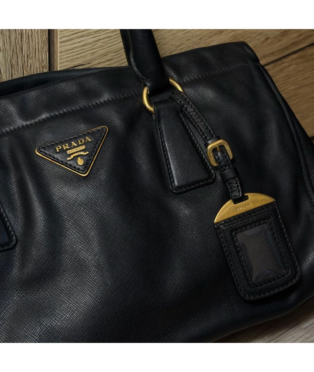 PRADA Черная кожаная сумка тоут, фото 3