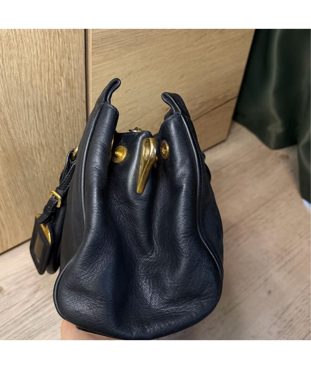 PRADA Черная кожаная сумка тоут, фото 5