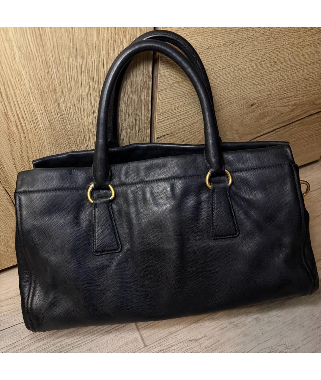 PRADA Черная кожаная сумка тоут, фото 4