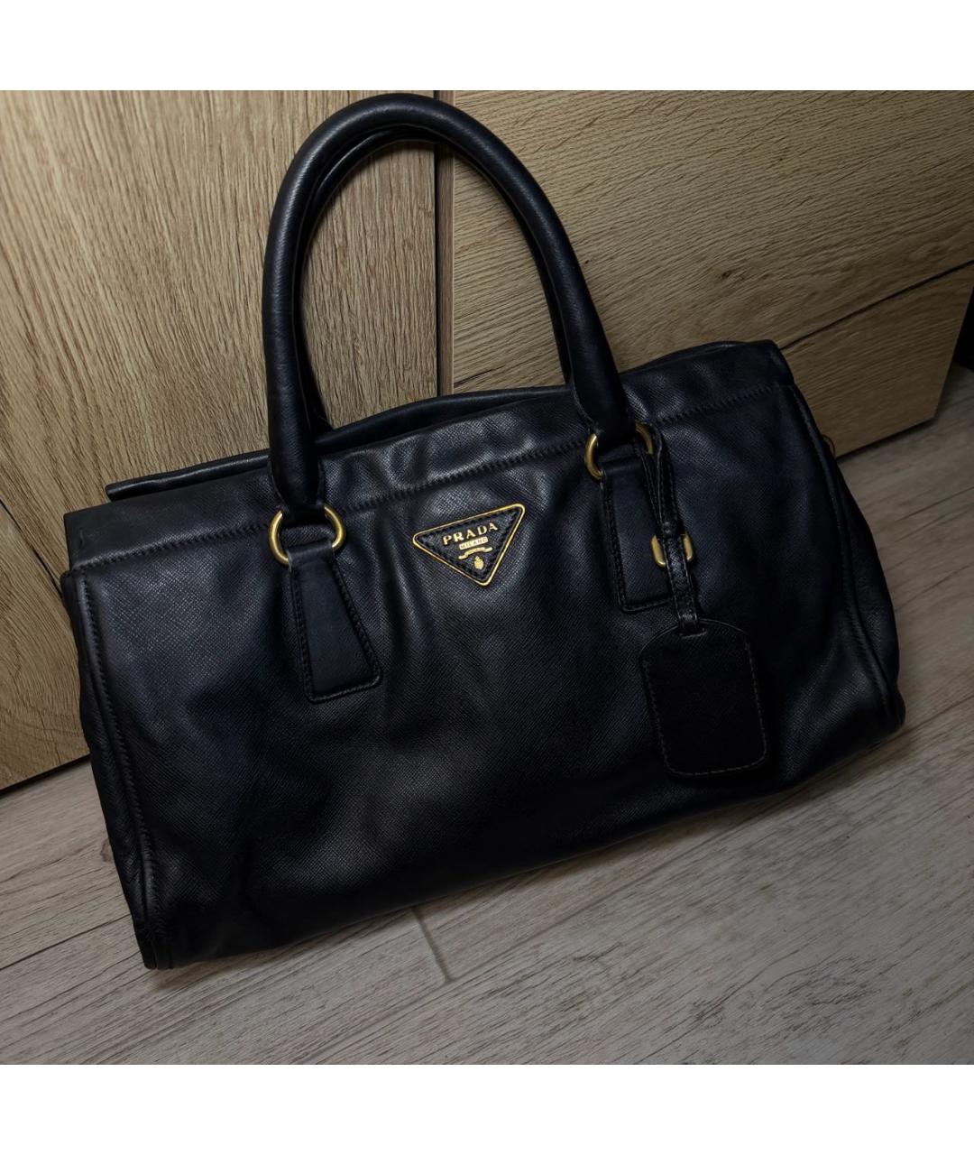 PRADA Черная кожаная сумка тоут, фото 9