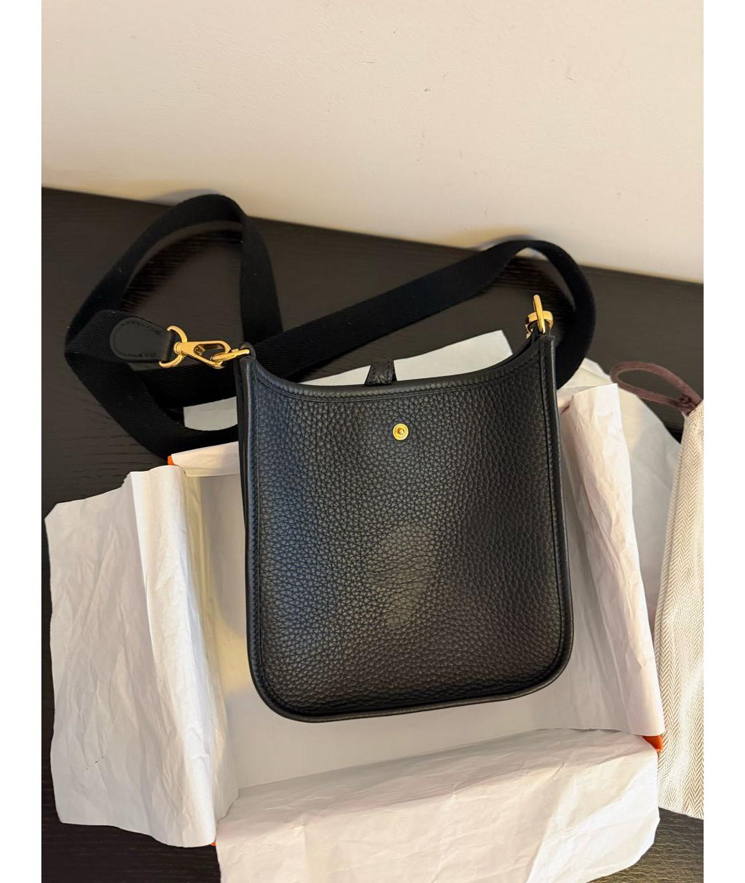 HERMES Черная кожаная сумка через плечо, фото 4