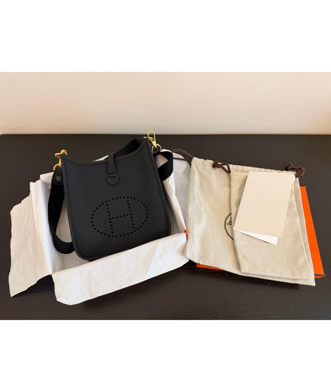 HERMES Черная кожаная сумка через плечо, фото 3