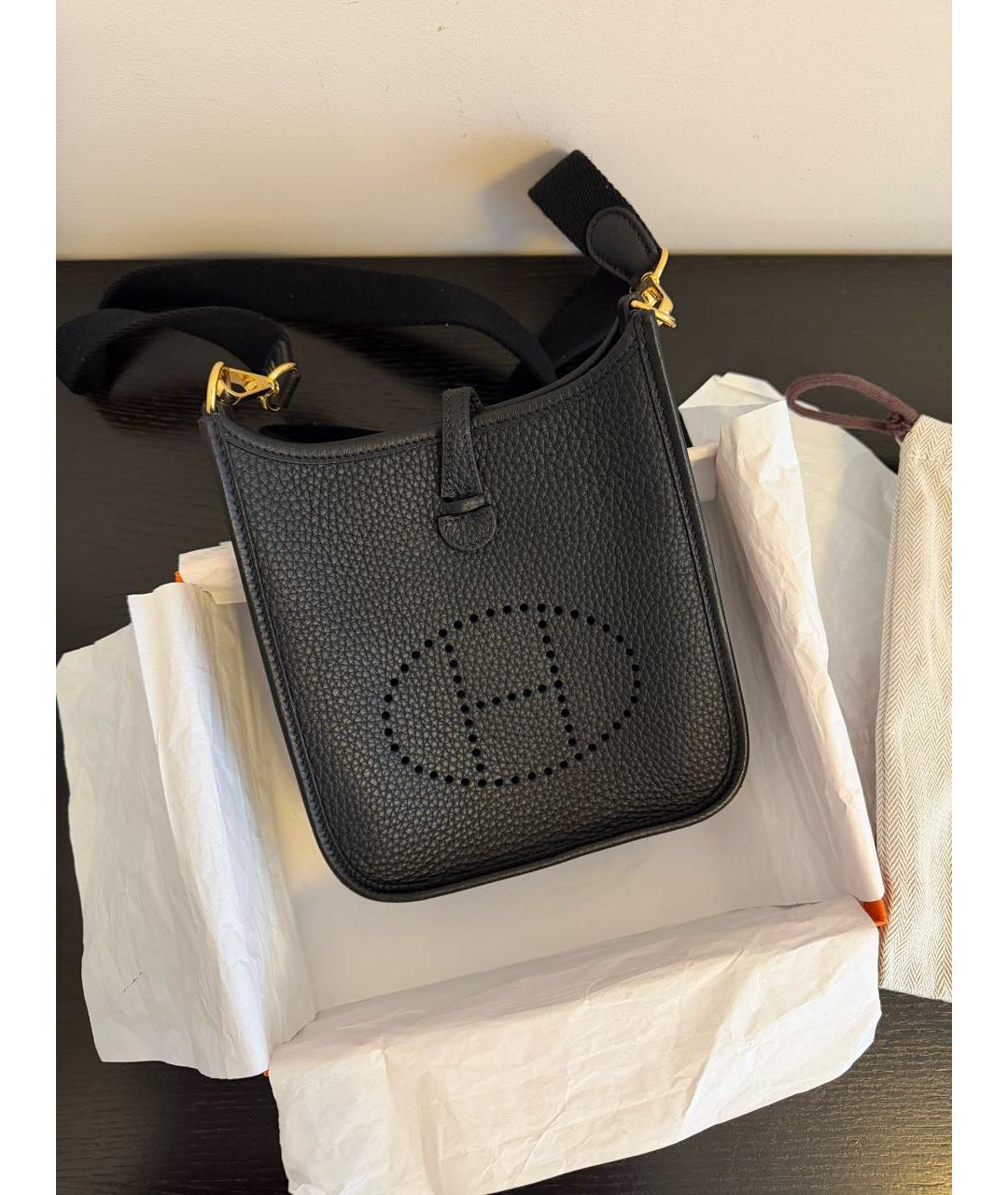 HERMES Черная кожаная сумка через плечо, фото 2