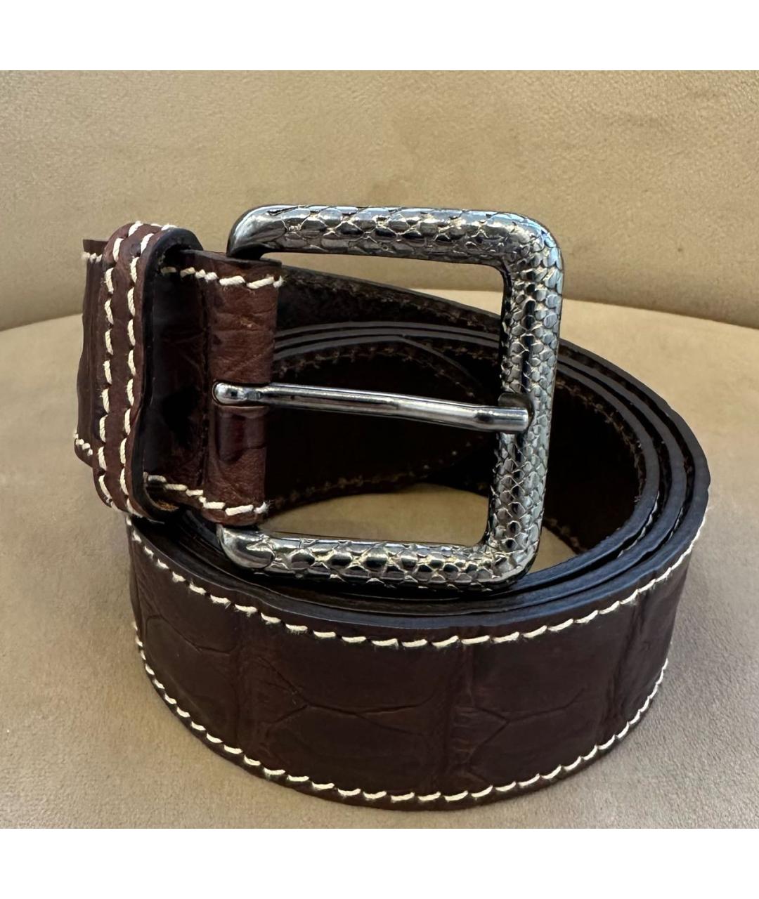 BOGNER Коричневый ремень из экзотической кожи, фото 5