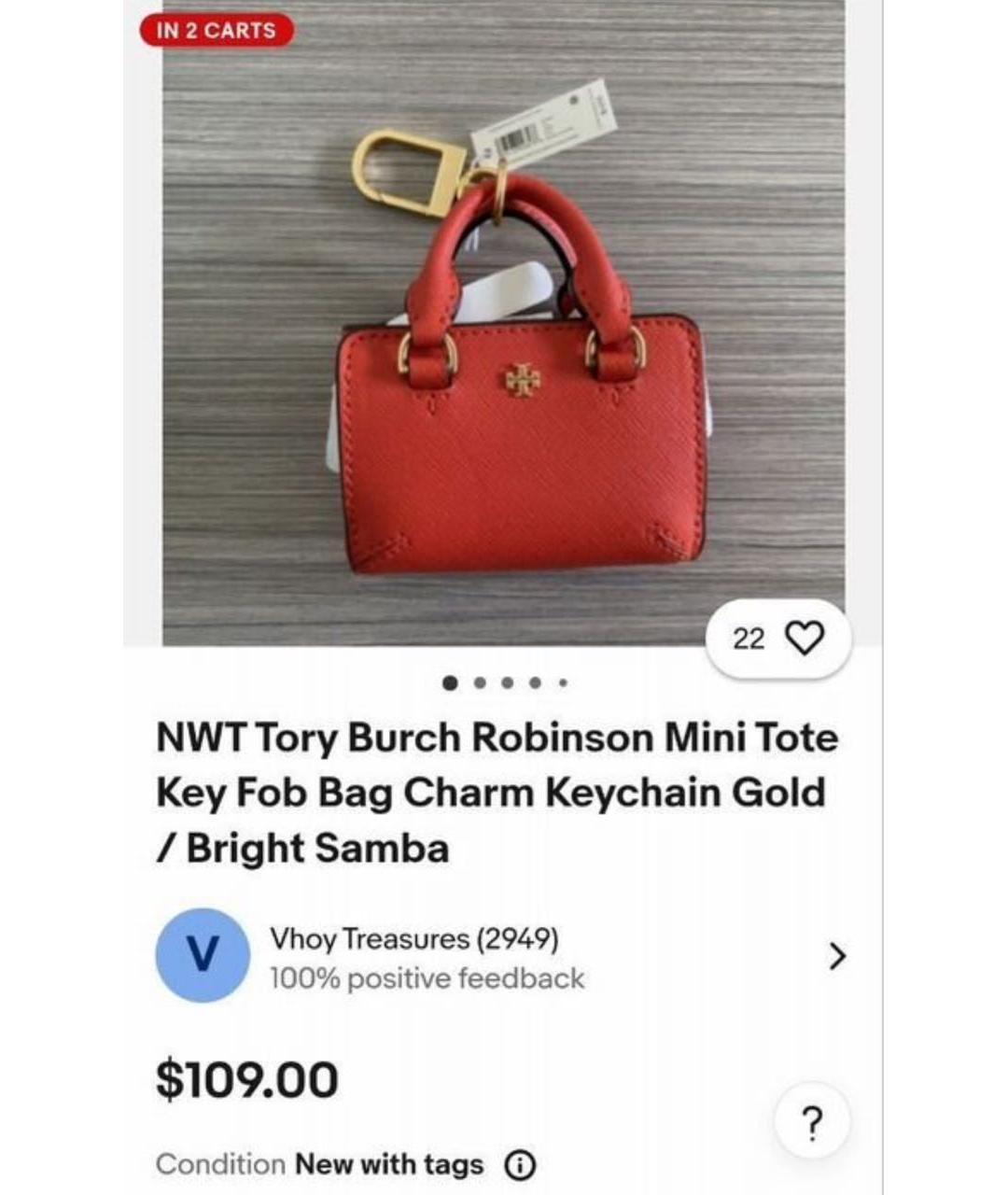 TORY BURCH Красный брелок, фото 6