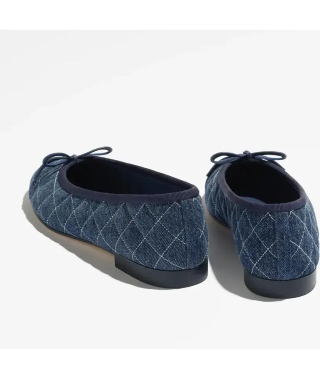 CHANEL Синие текстильные балетки, фото 3