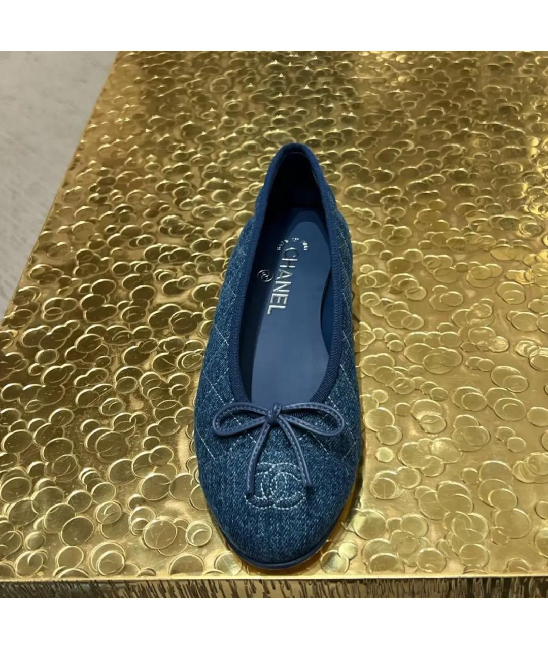 CHANEL Синие текстильные балетки, фото 5