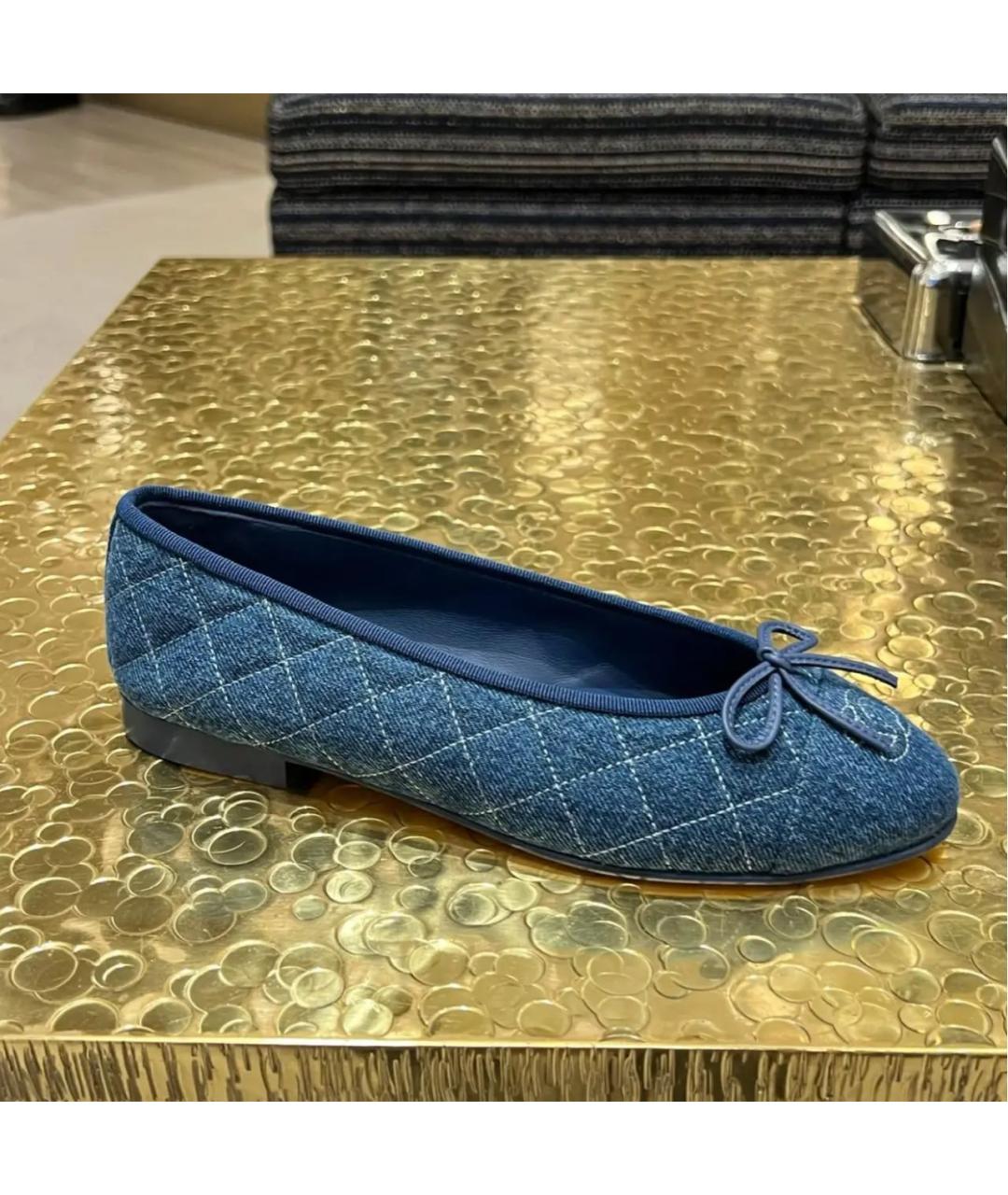 CHANEL Синие текстильные балетки, фото 6