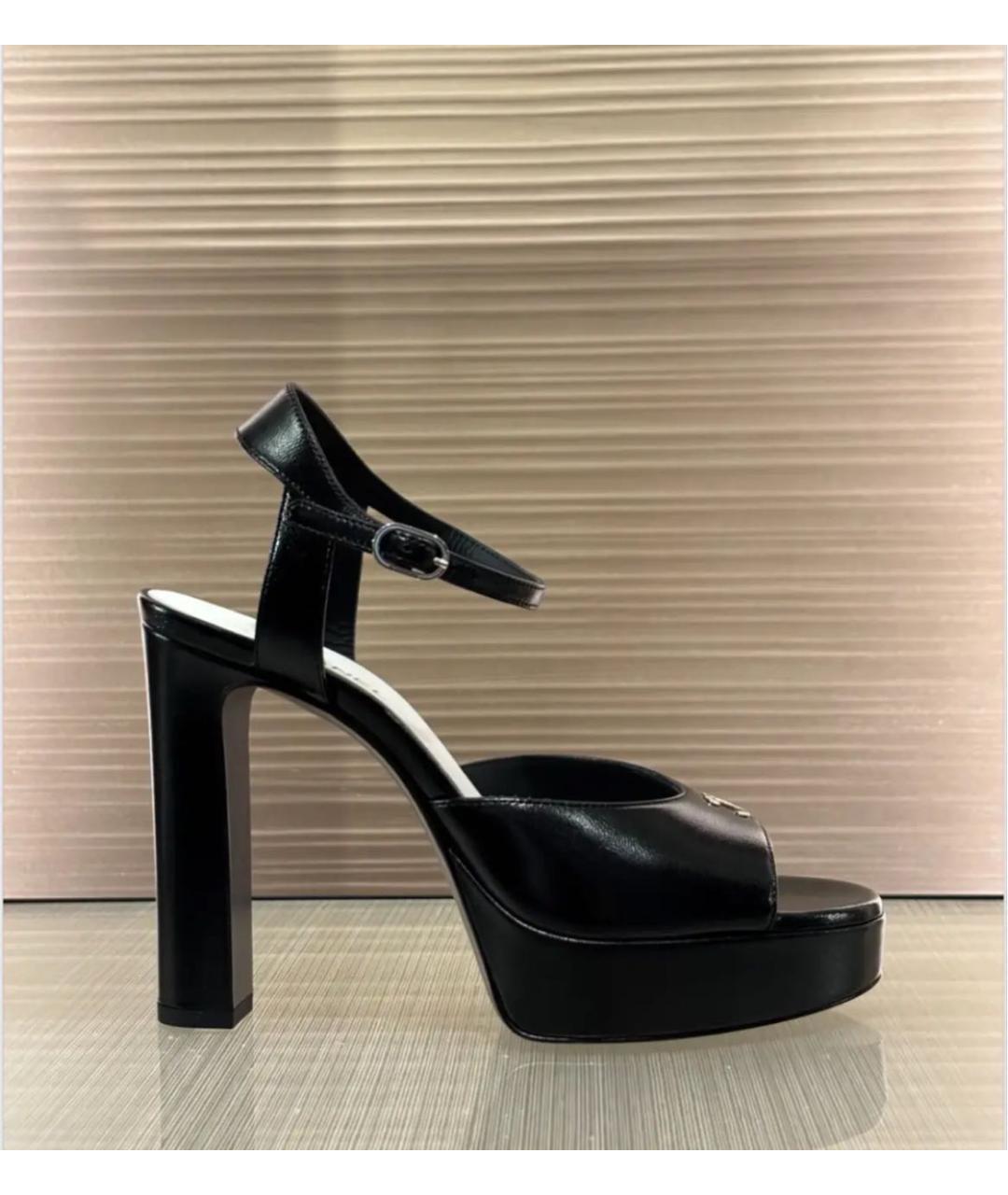 CHANEL Черные босоножки из лакированной кожи, фото 5