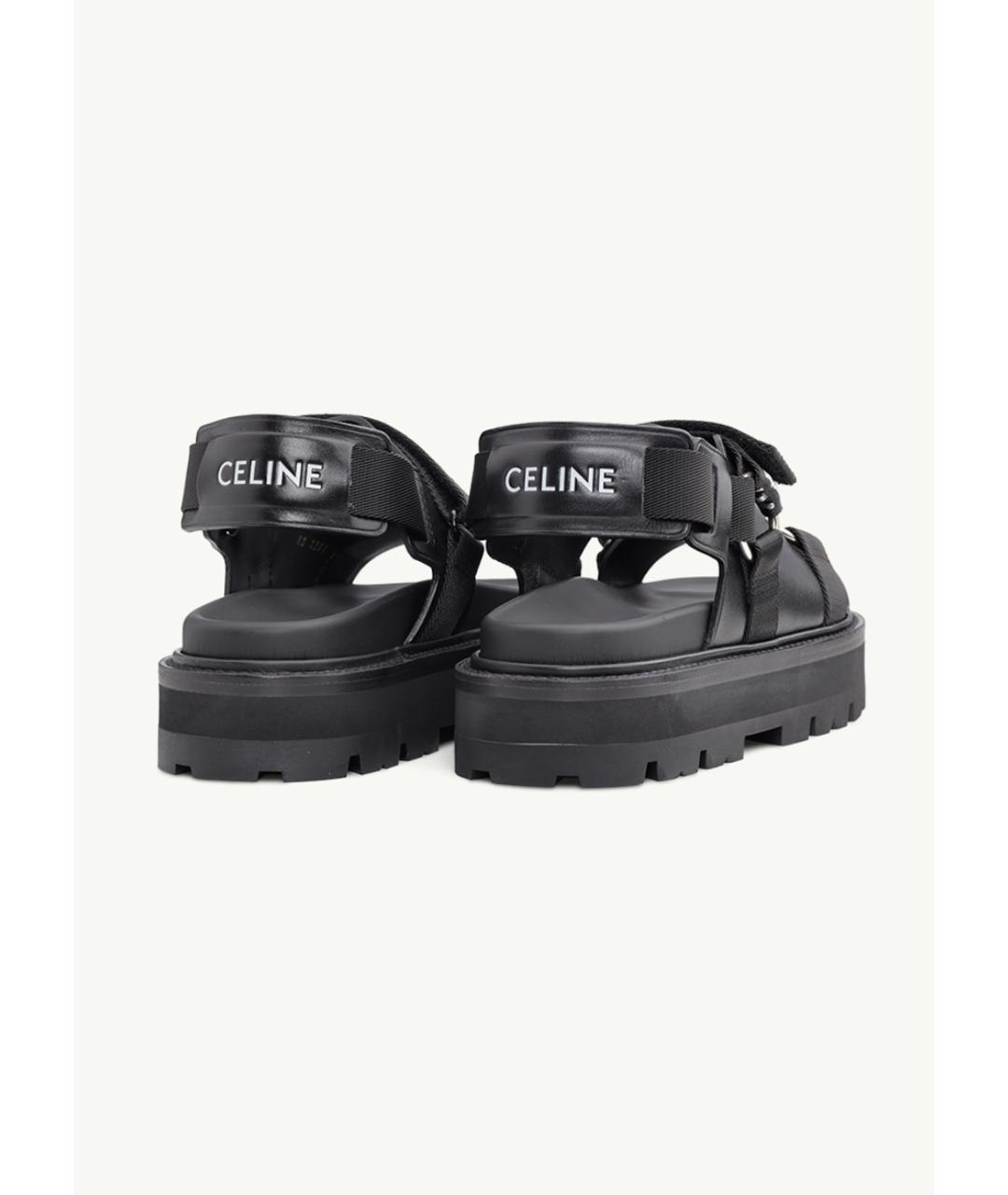 CELINE Черные кожаные сандалии, фото 3