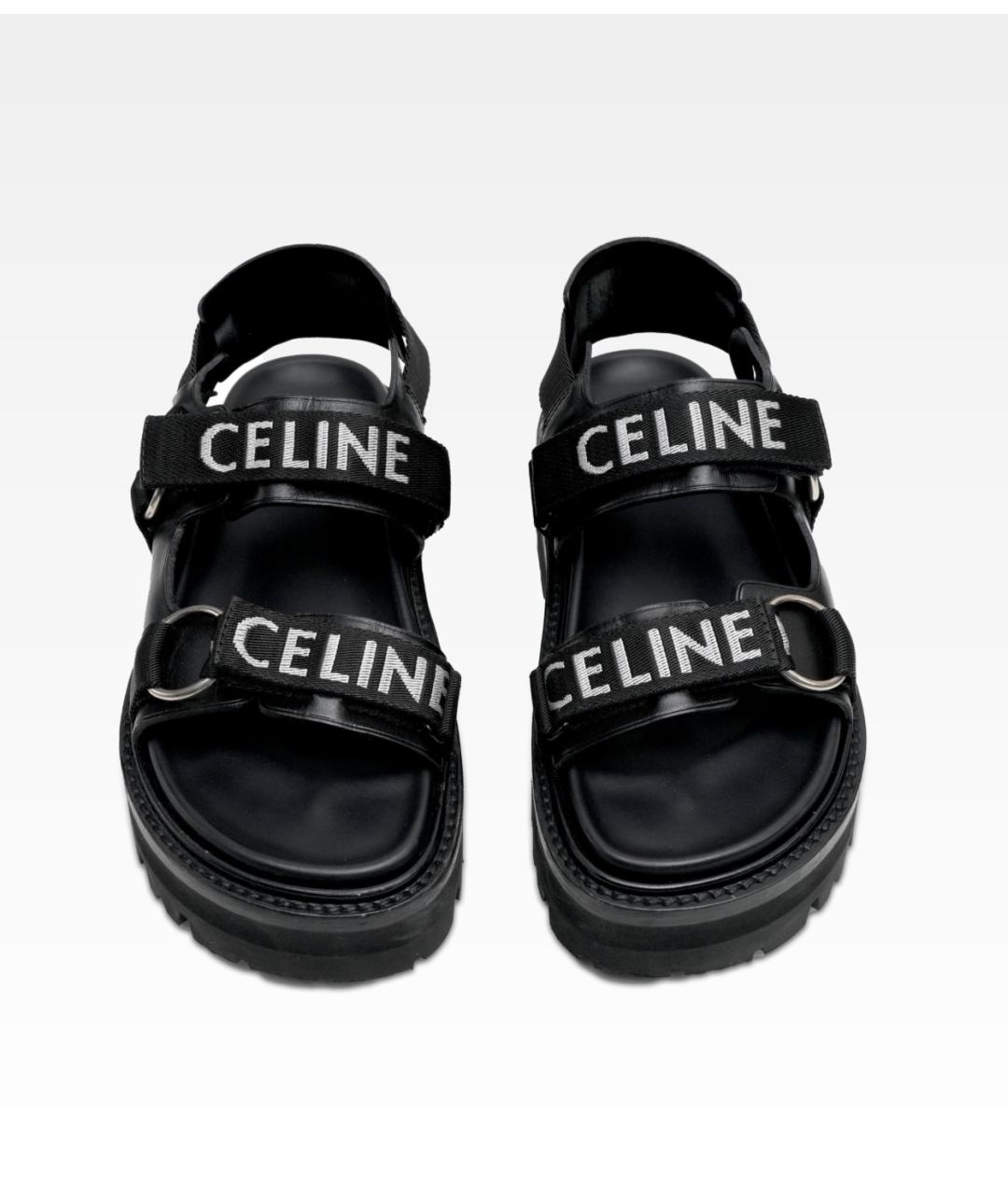 CELINE Черные кожаные сандалии, фото 2