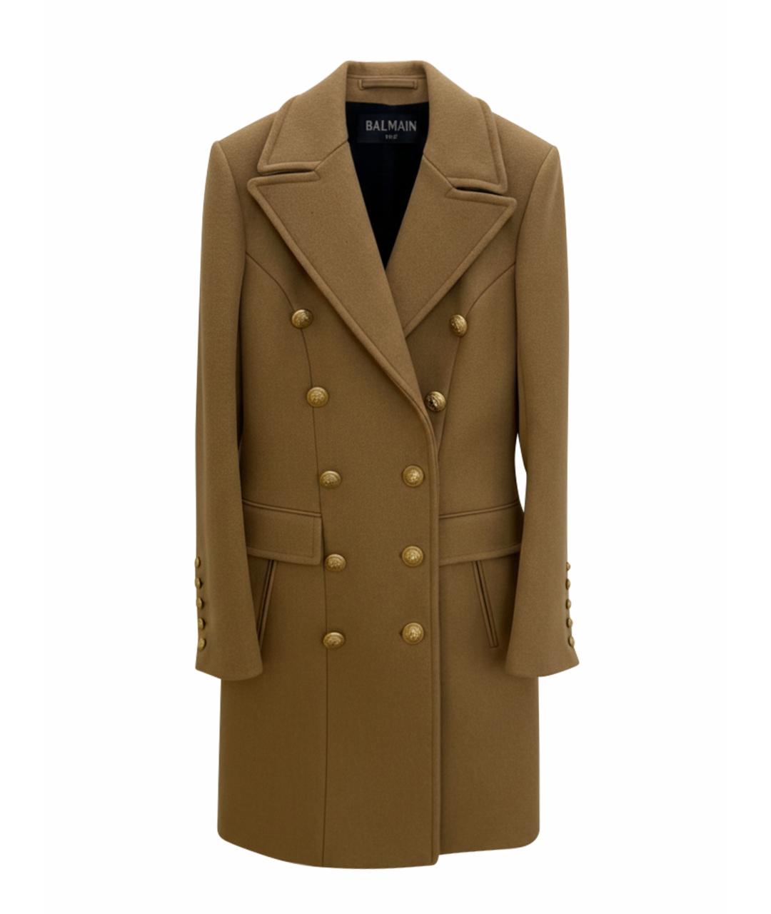 BALMAIN Бежевое шерстяное пальто, фото 1