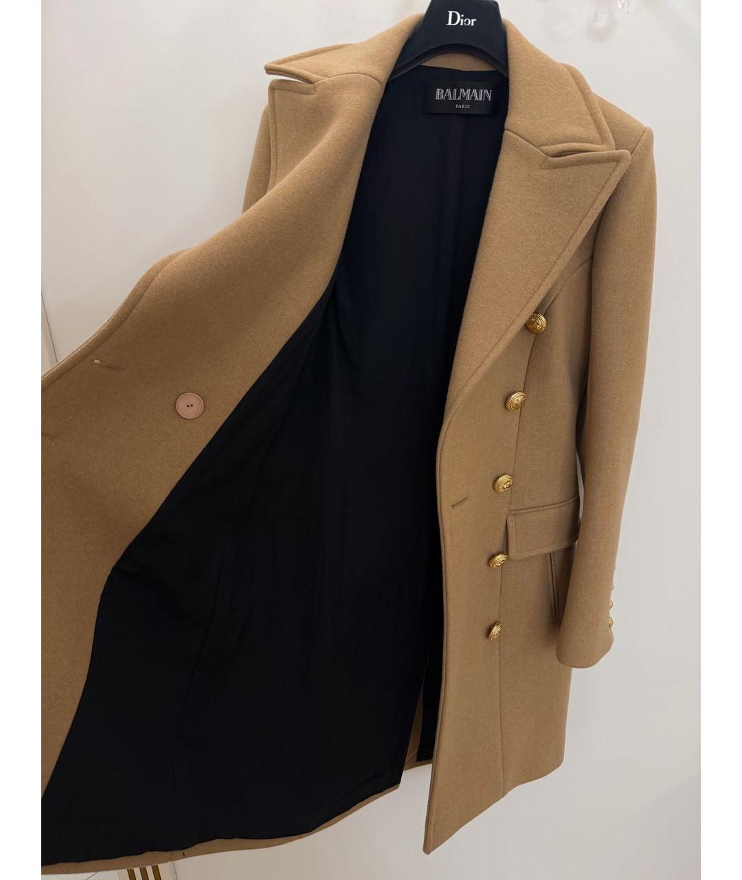 BALMAIN Бежевое шерстяное пальто, фото 8