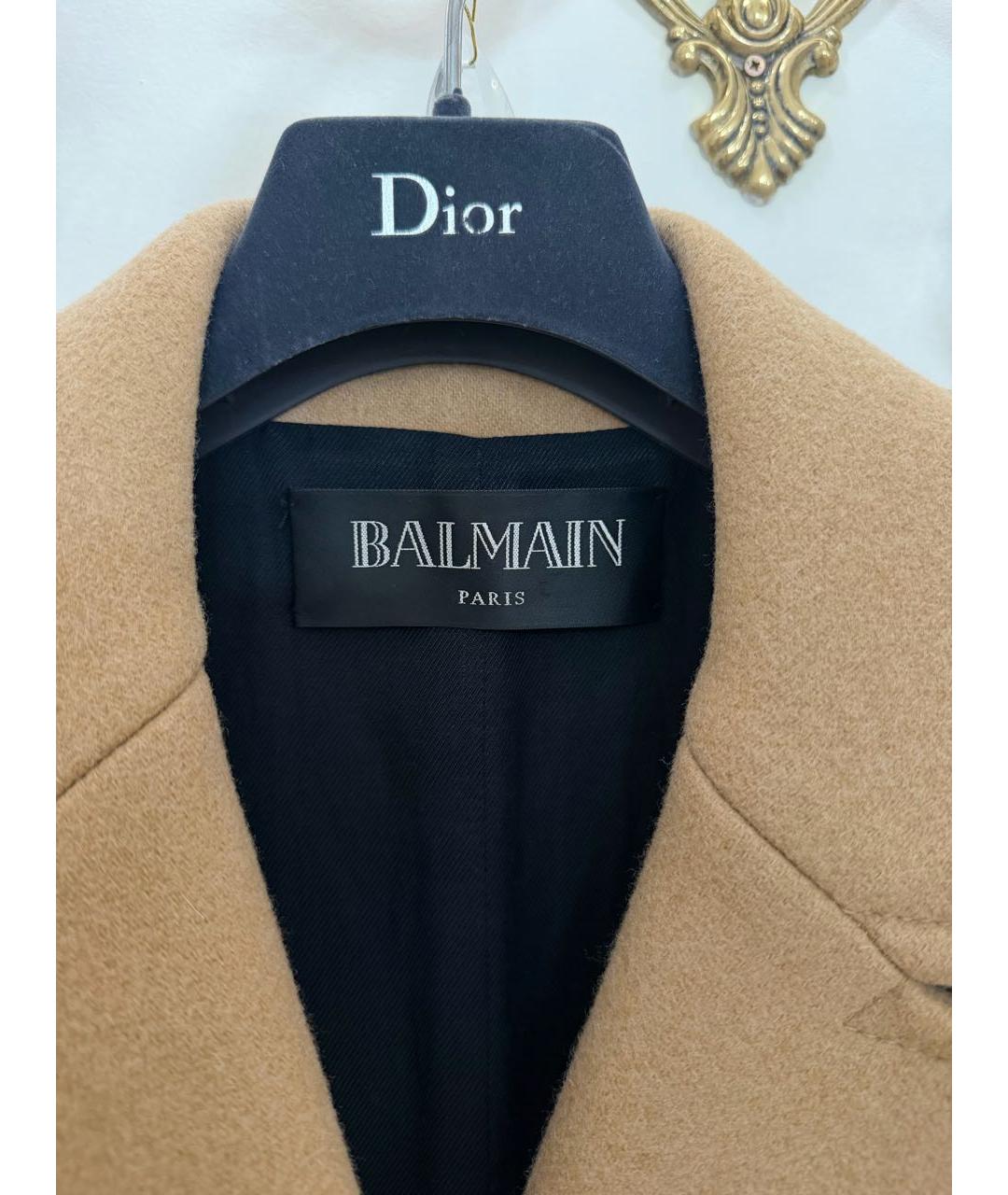 BALMAIN Бежевое шерстяное пальто, фото 3