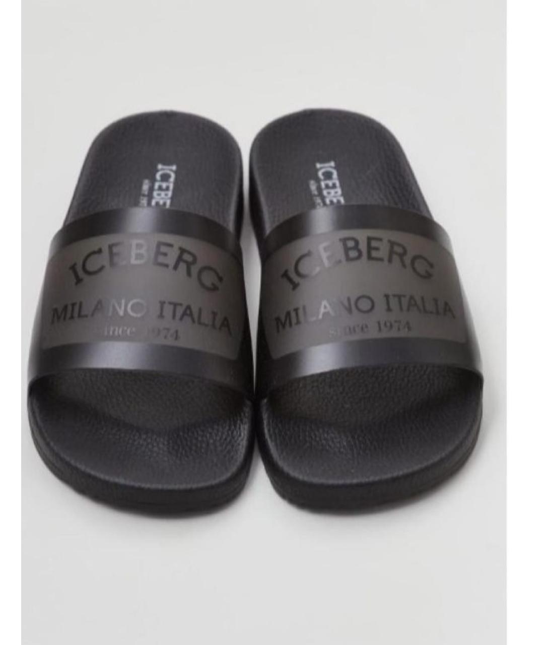 ICEBERG Черные резиновые шлепанцы, фото 4