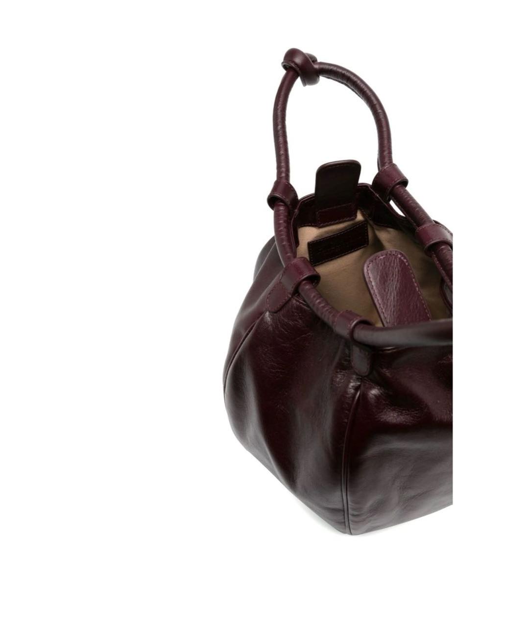 HEREU Бордовая кожаная сумка с короткими ручками, фото 3