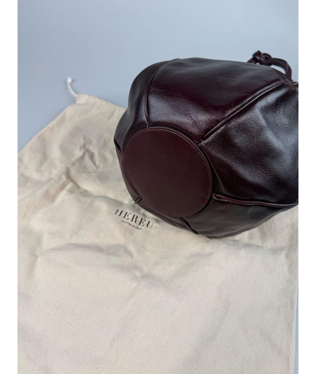 HEREU Бордовая кожаная сумка с короткими ручками, фото 5