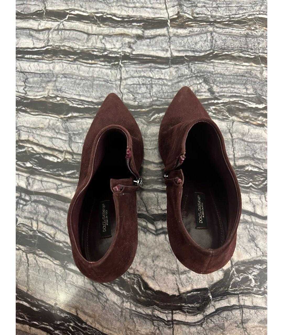 DOLCE&GABBANA Бордовые замшевые ботильоны, фото 3