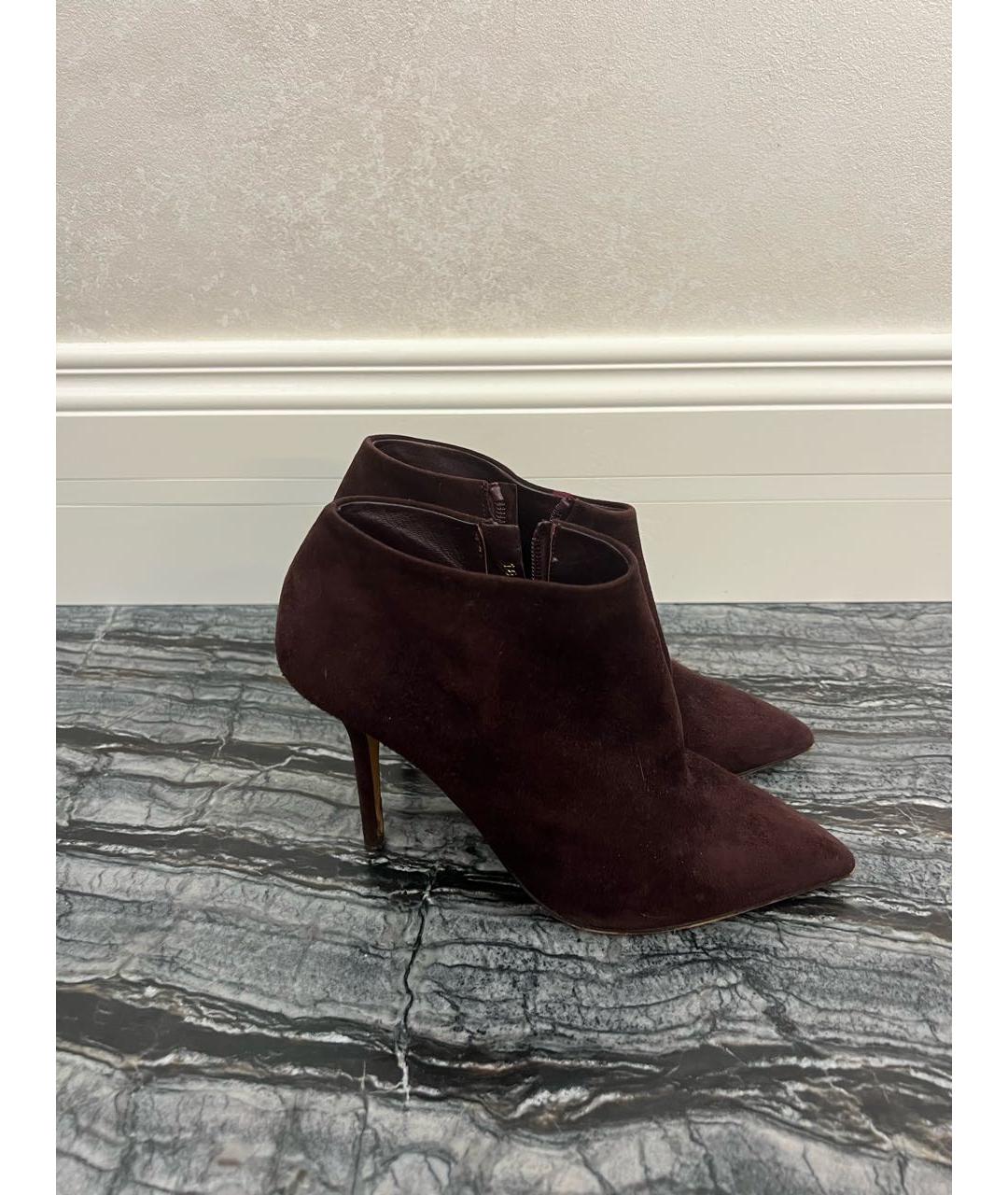 DOLCE&GABBANA Бордовые замшевые ботильоны, фото 6