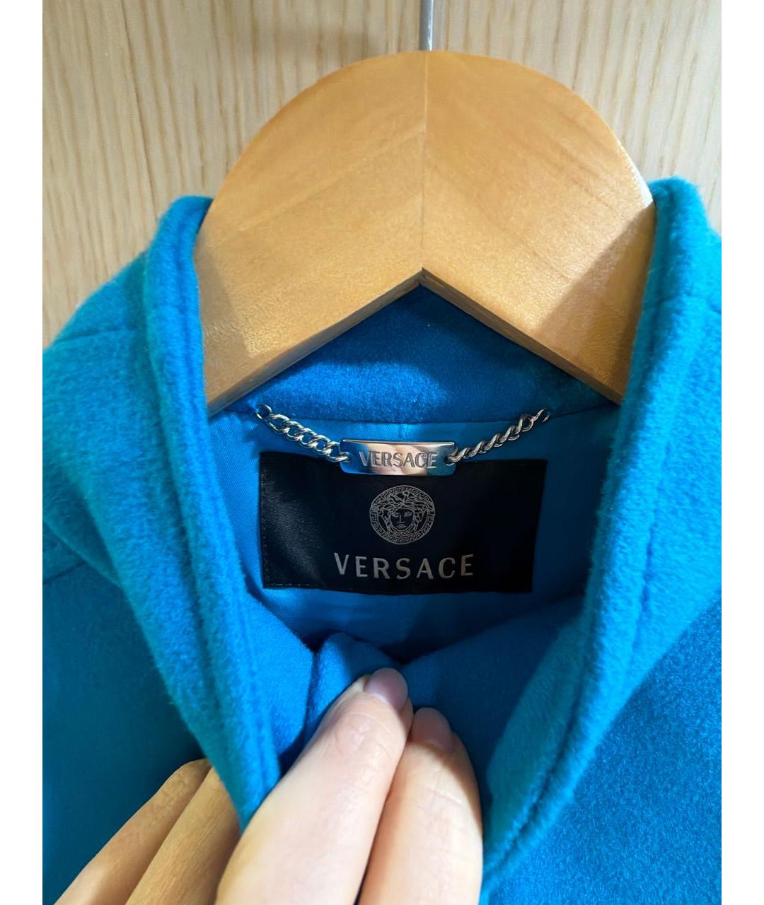 VERSACE Бирюзовое шерстяное пальто, фото 4