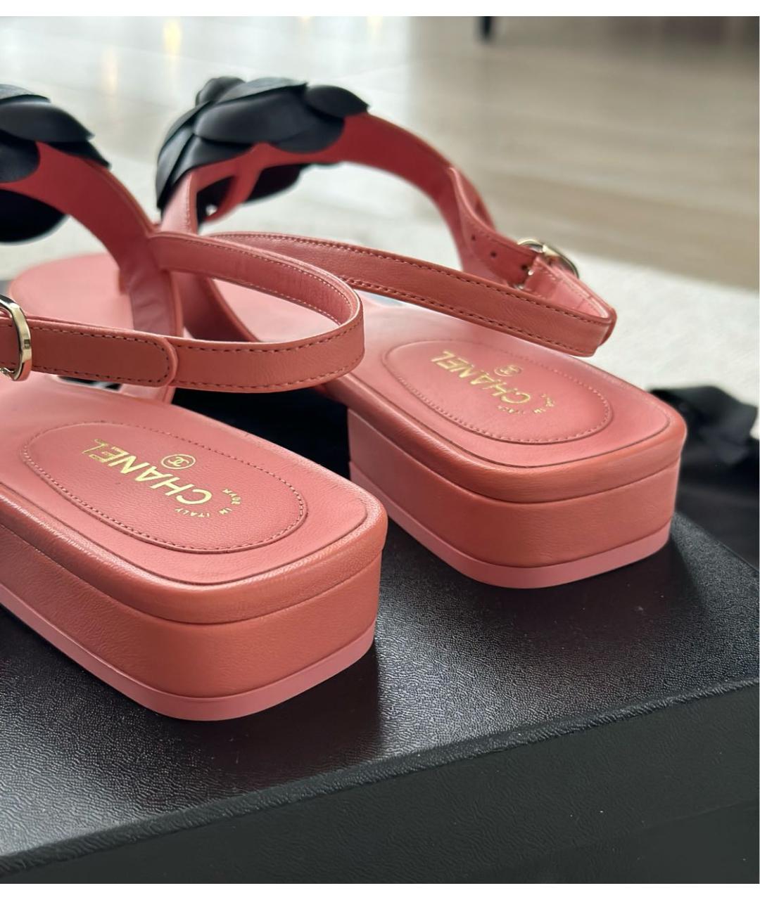 CHANEL Розовые кожаные сандалии, фото 4