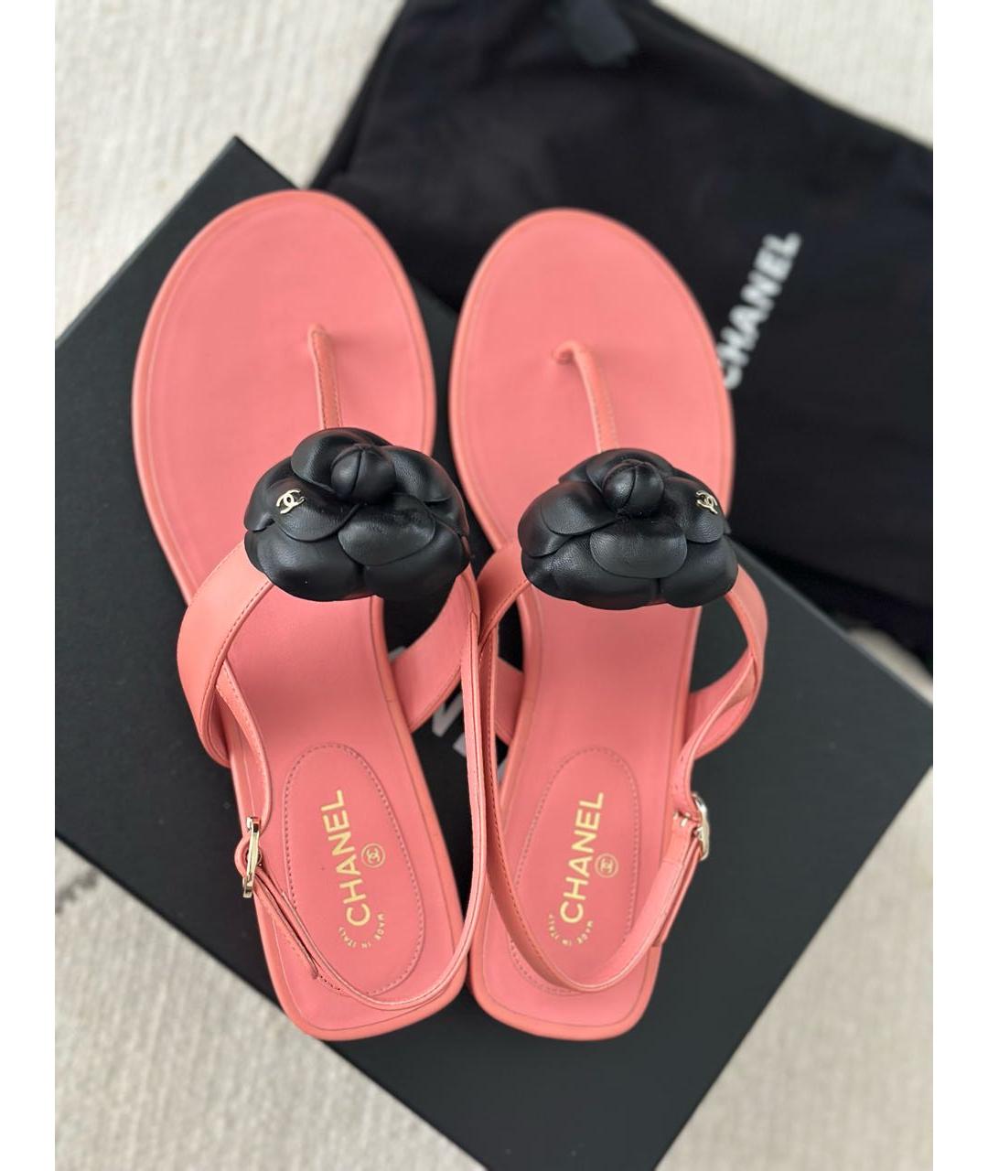 CHANEL Розовые кожаные сандалии, фото 5