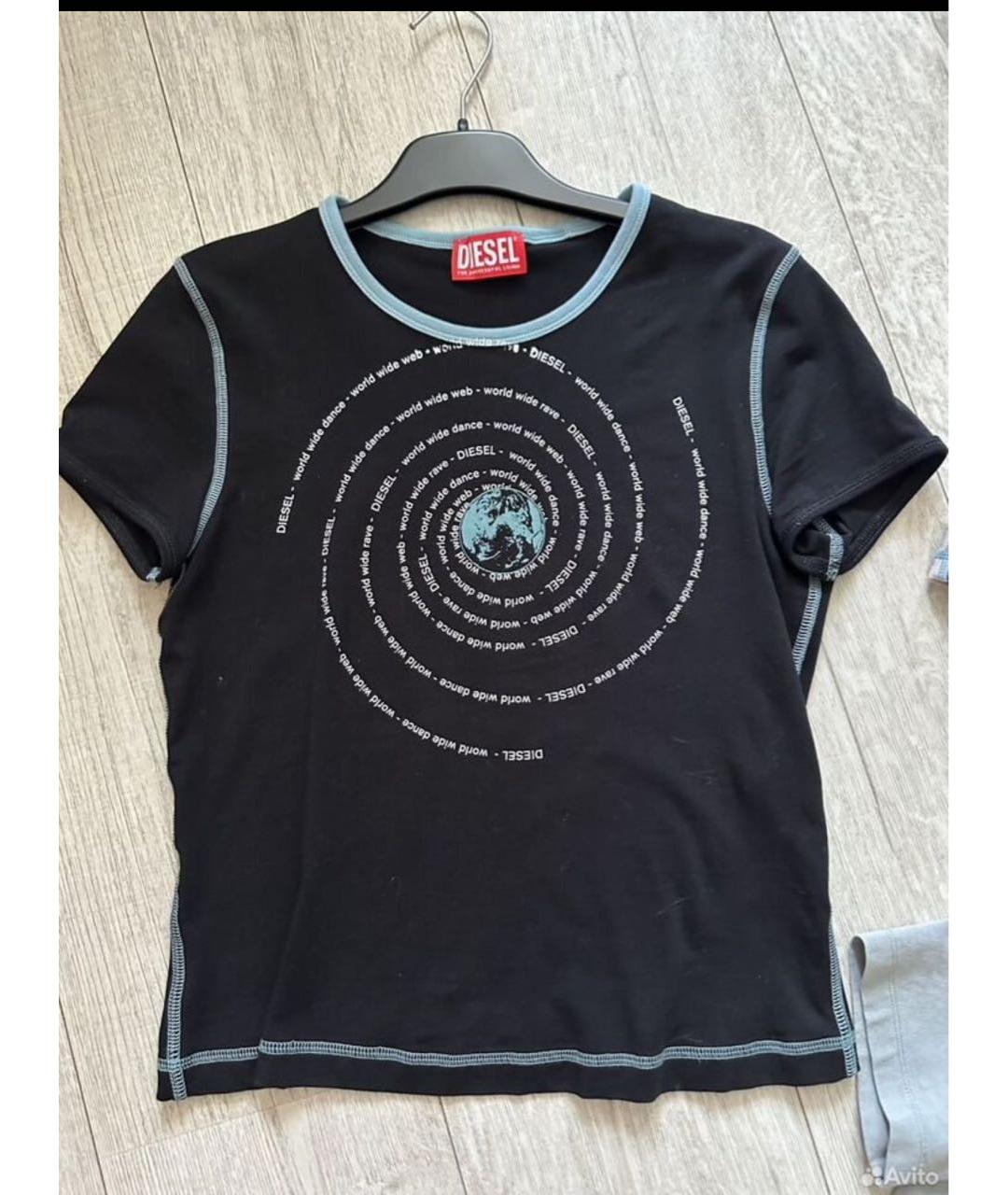 DIESEL Черная хлопко-эластановая майка, фото 5