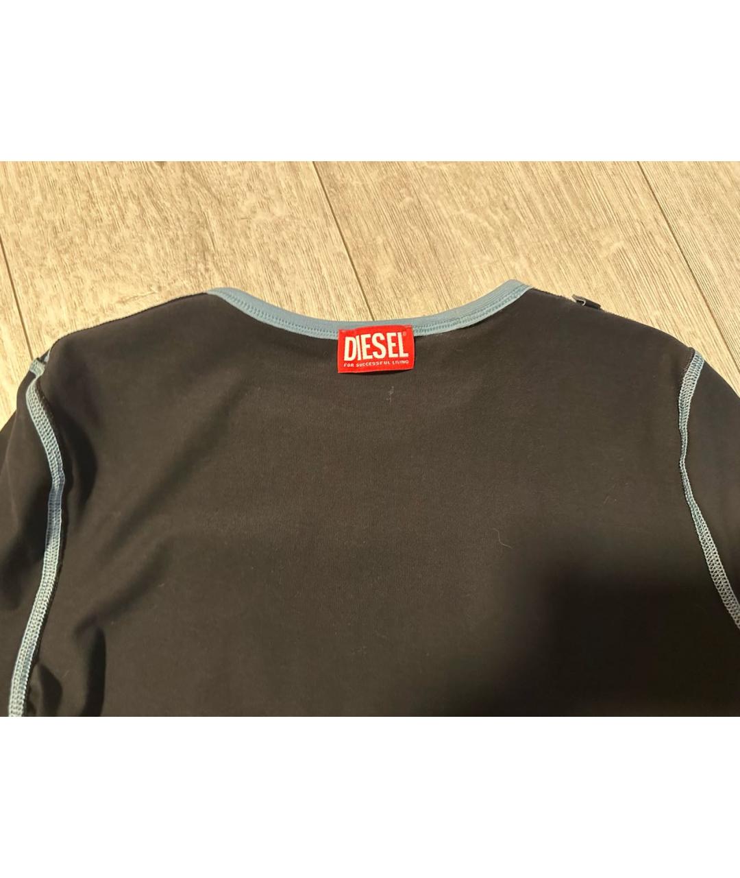 DIESEL Черная хлопко-эластановая майка, фото 3