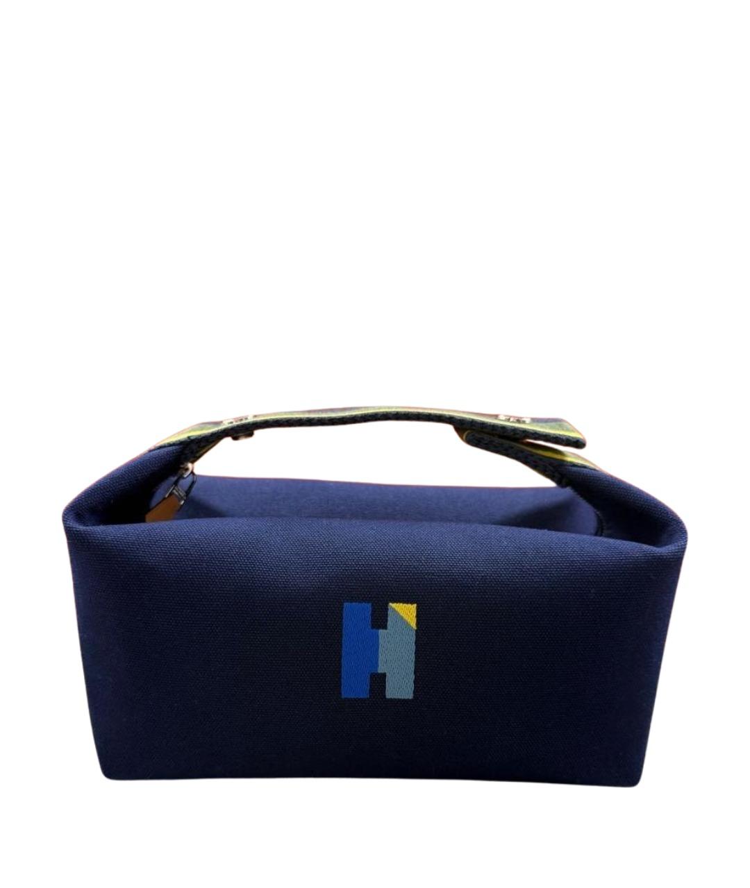 HERMES Темно-синяя тканевая косметичка, фото 1