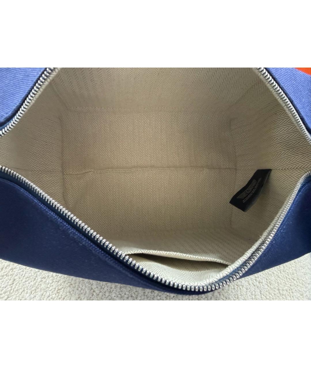 HERMES Темно-синяя тканевая косметичка, фото 4