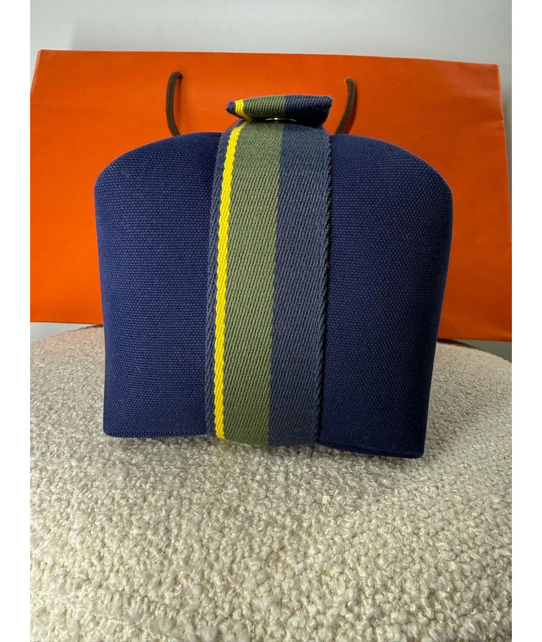 HERMES Темно-синяя тканевая косметичка, фото 2