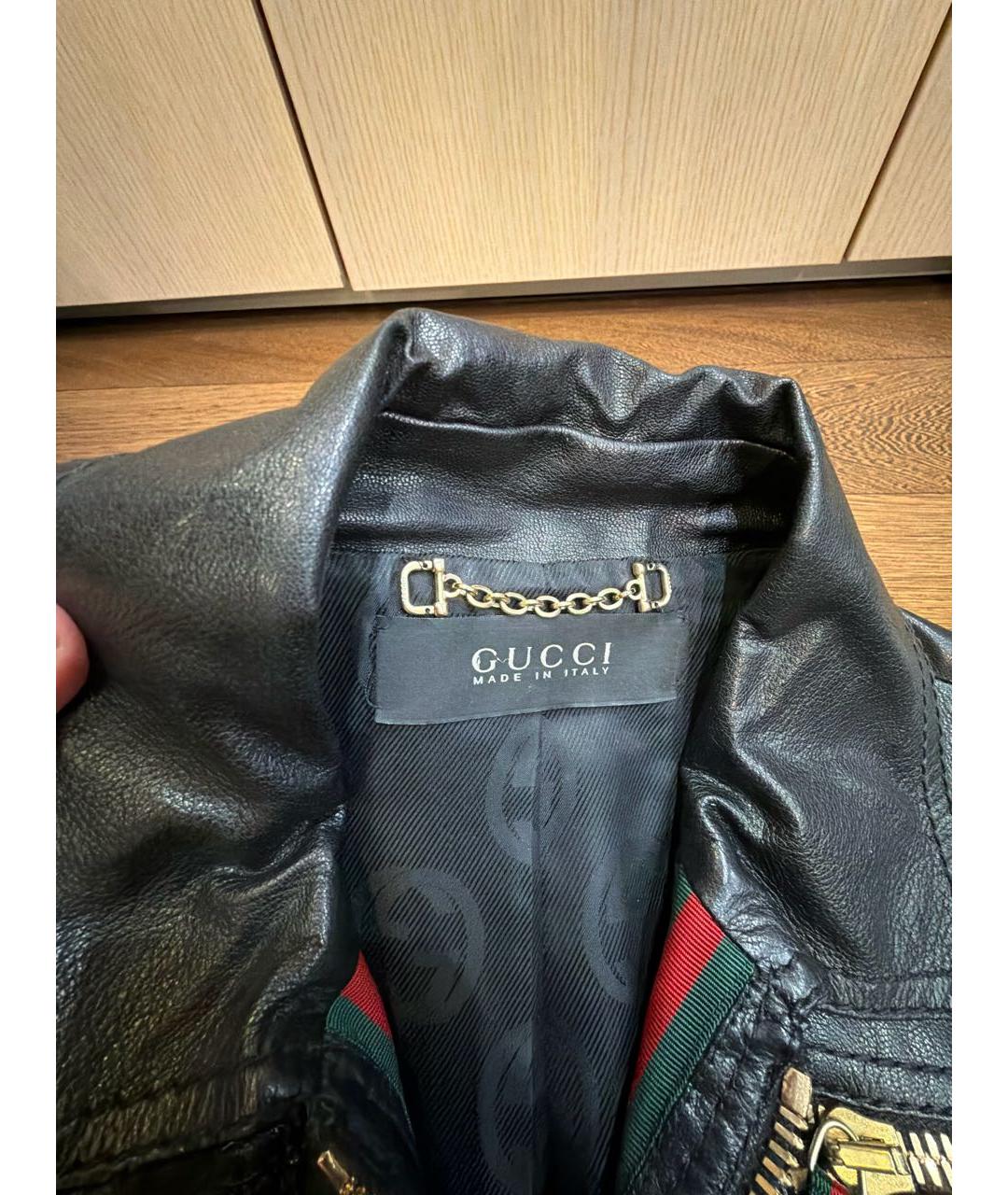 GUCCI Черная кожаная куртка, фото 3