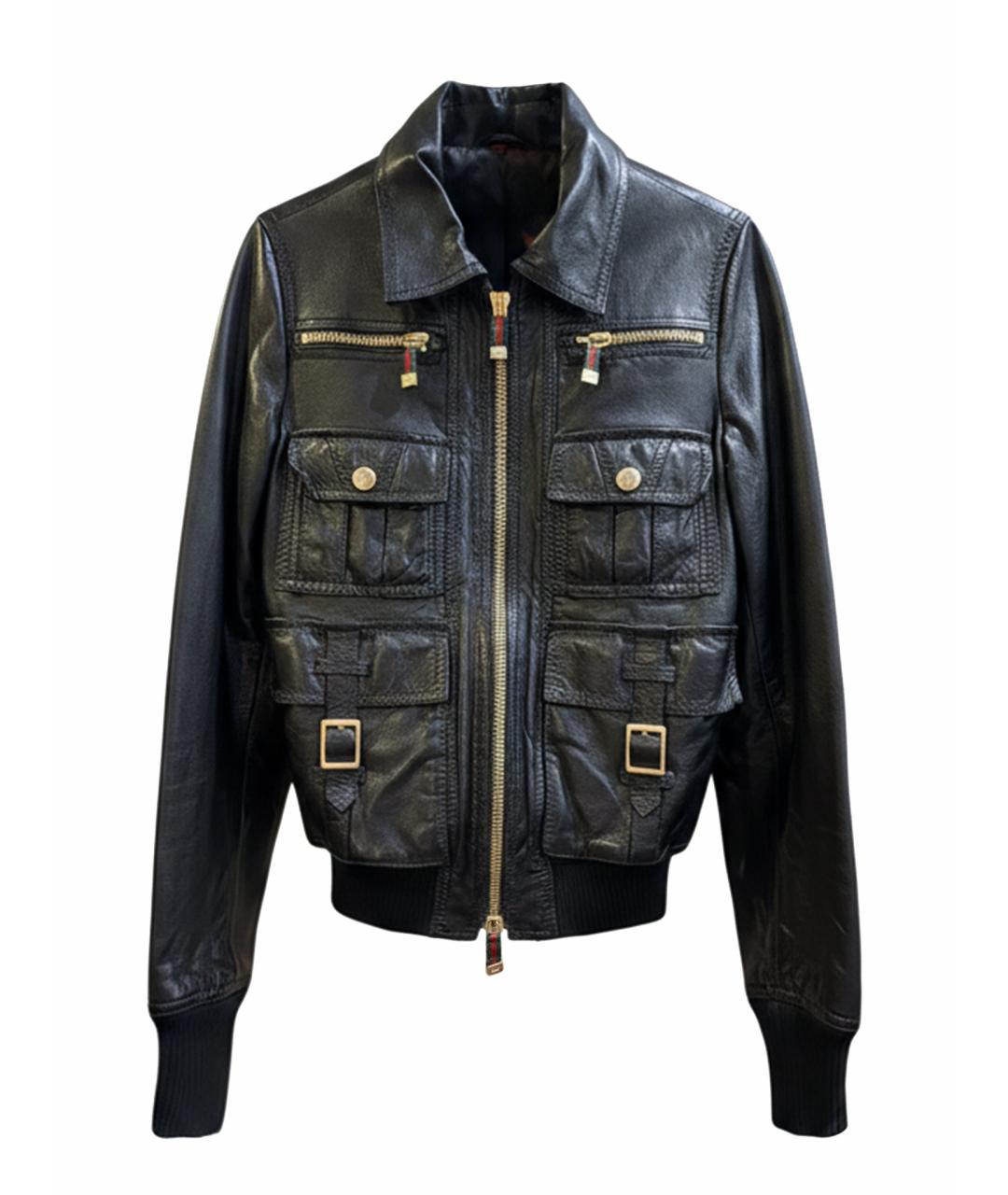 GUCCI Черная кожаная куртка, фото 4