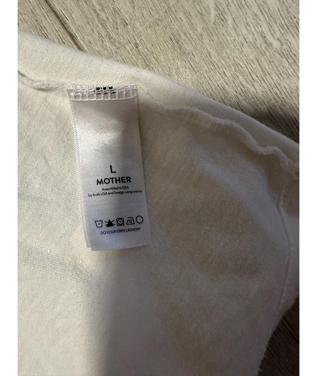 MOTHER Белая хлопковая футболка, фото 4