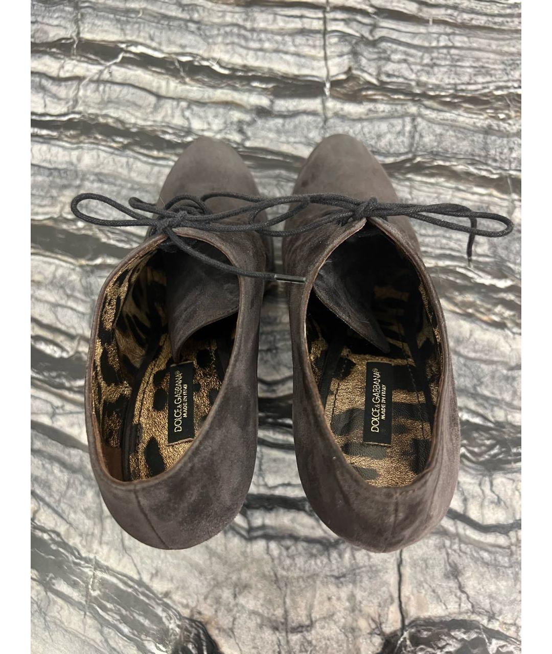 DOLCE&GABBANA Серые замшевые ботильоны, фото 3