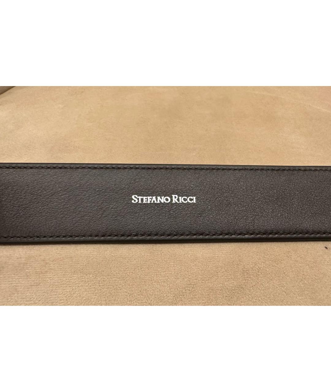 STEFANO RICCI Коричневый кожаный ремень, фото 2