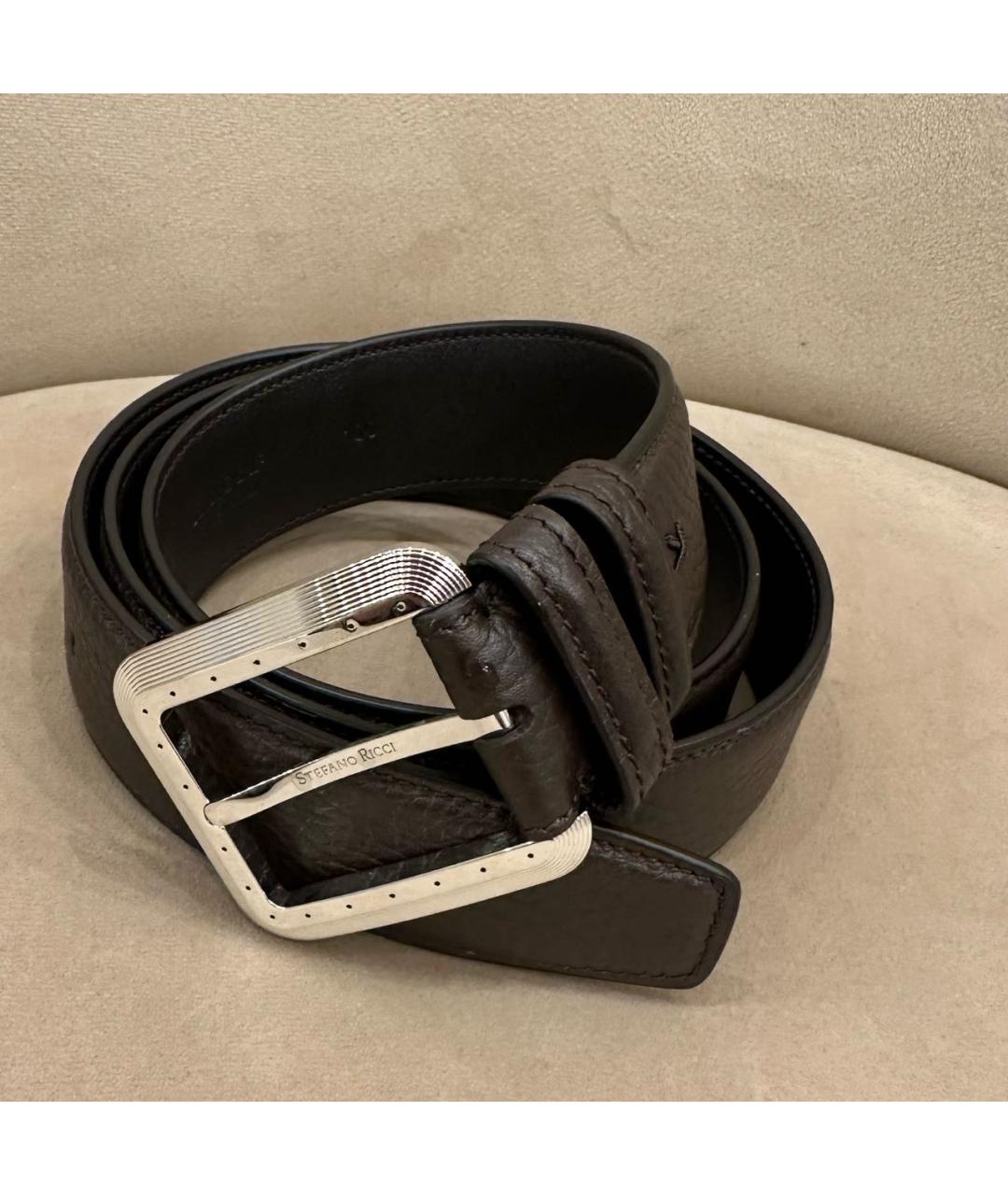 STEFANO RICCI Коричневый кожаный ремень, фото 5