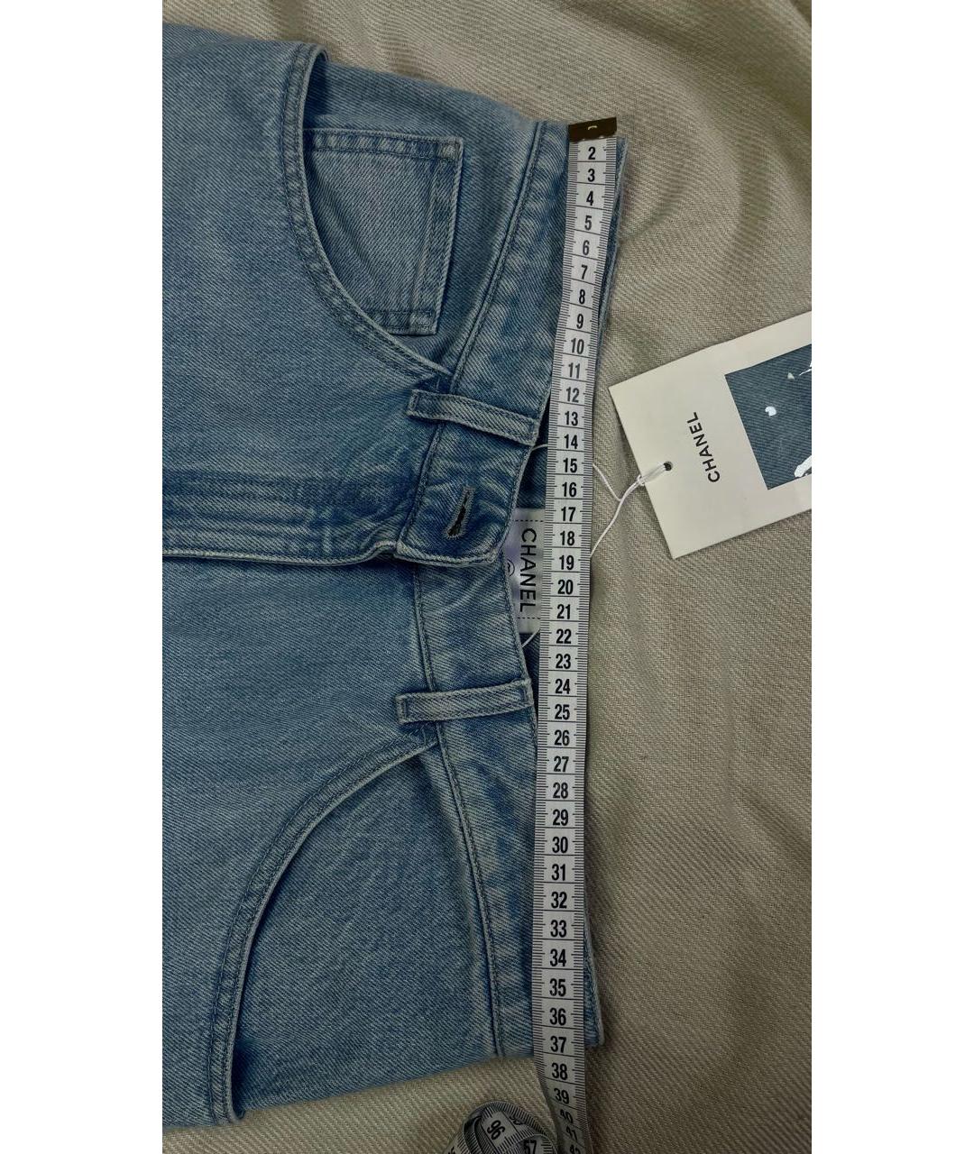 CHANEL Голубые хлопковые джинсы клеш, фото 7