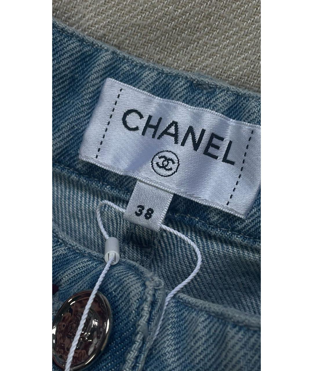 CHANEL Голубые хлопковые джинсы клеш, фото 3