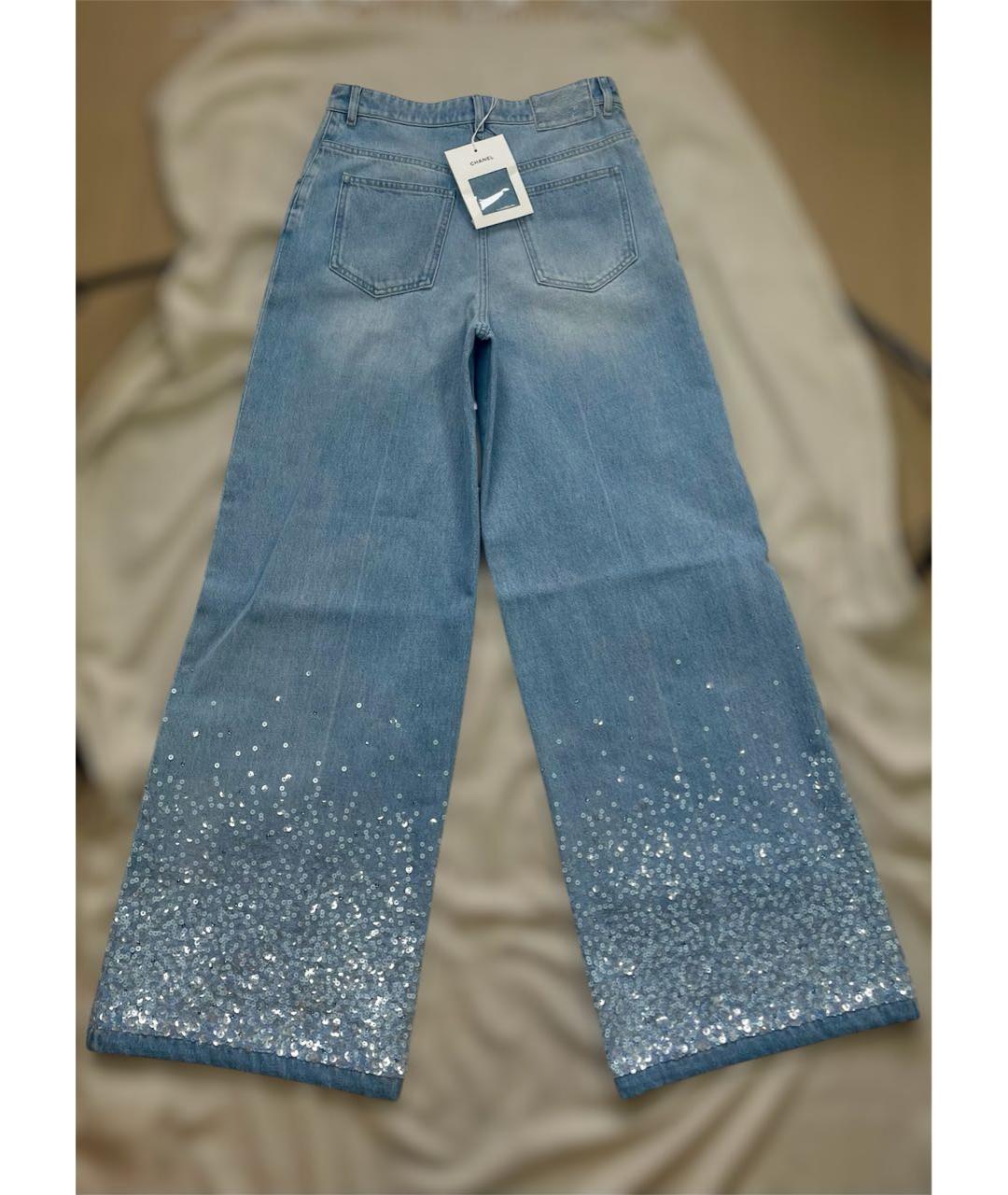 CHANEL Голубые хлопковые джинсы клеш, фото 2