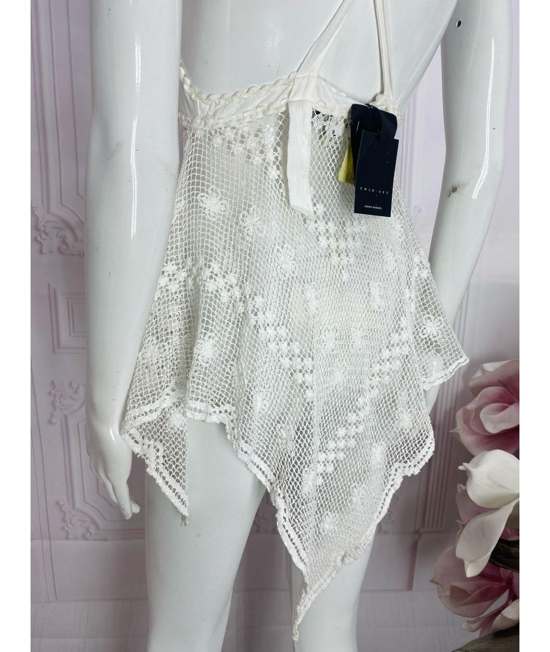 TWIN-SET Белая хлопковая майка, фото 8