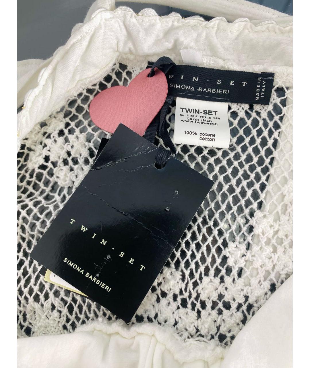 TWIN-SET Белая хлопковая майка, фото 3